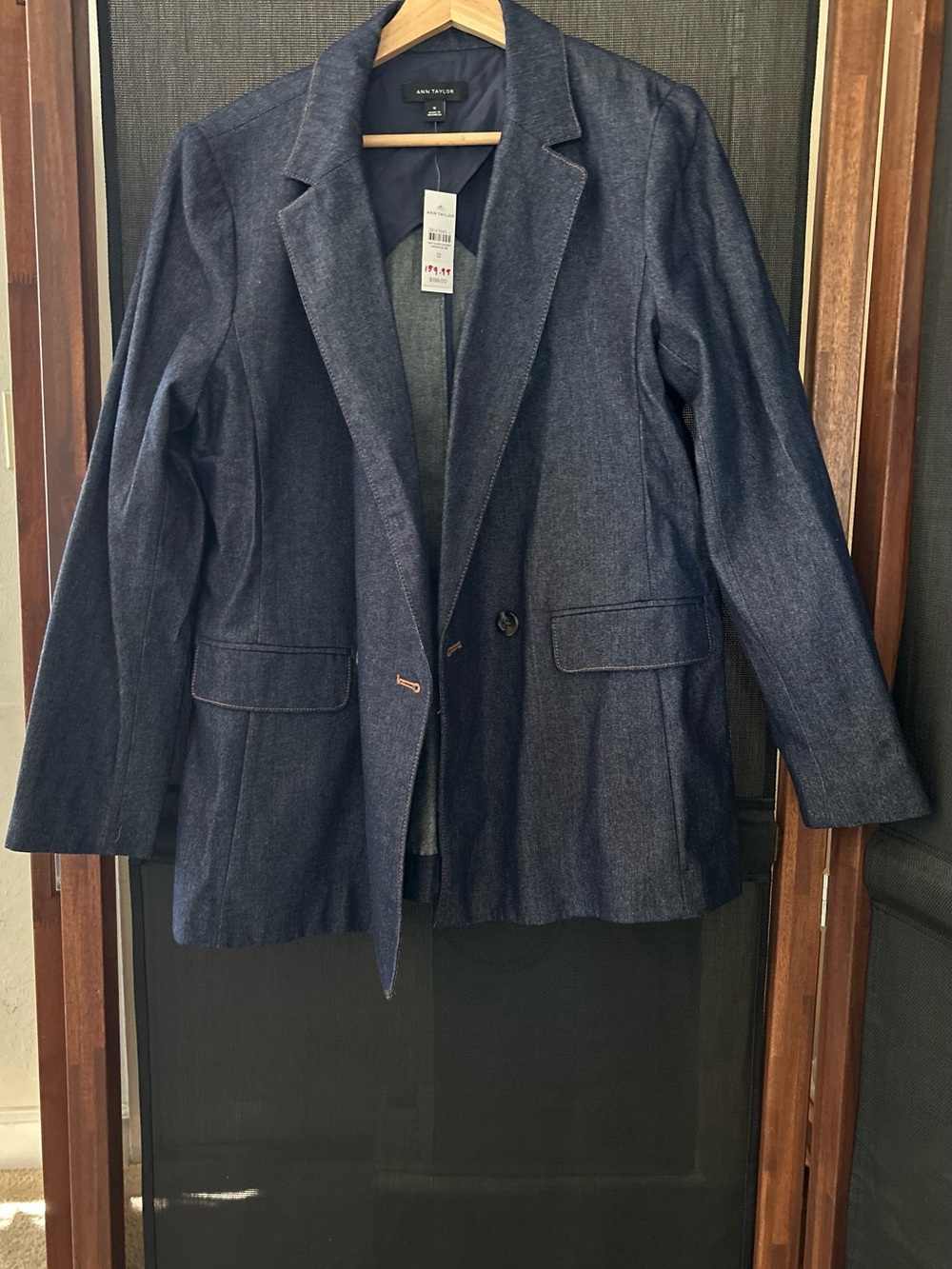 NWT Ann Taylor Women's Dark Indigo Denim Blazer Jacket